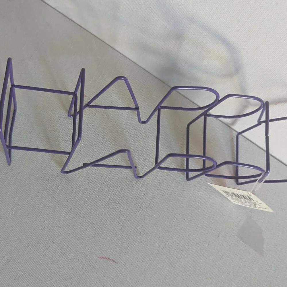 NWT Purple Wire 3D Happy Retro Word Sign Galentine Valentines Day 70s Home Decor